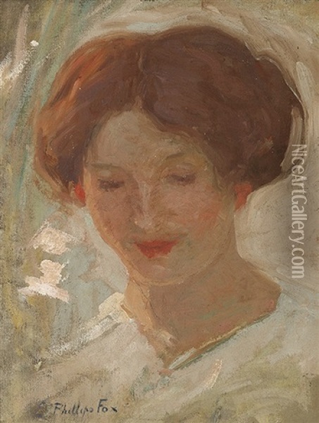 Mrs. David Fox (nee Ethel Stephens) (woman In White: The Arbour (study)) Oil Painting - Emanuel Phillips Fox