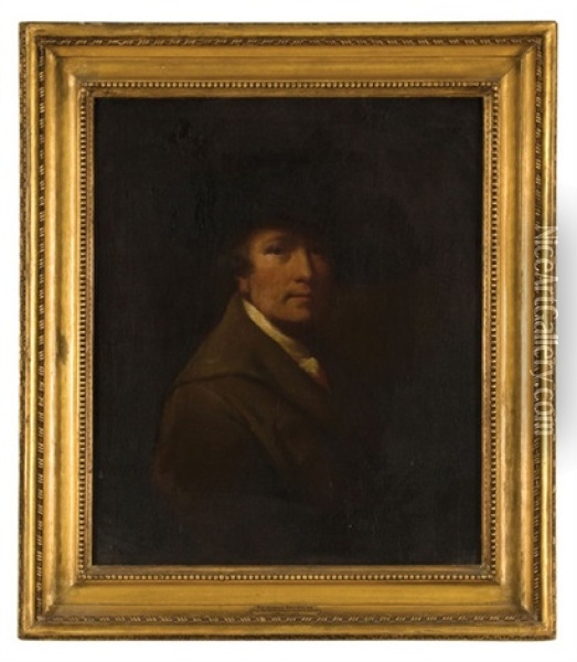 Self-portrait In A Brown Coat Oil Painting - Joseph Wright