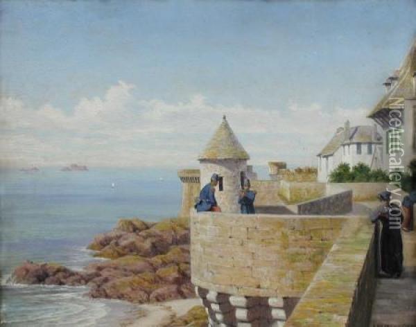 On The Ramparts At St Malo Oil Painting - John Mulcaster Carrick