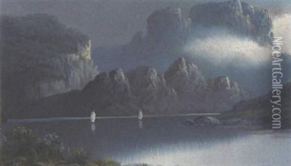 Untitled (lake And Mountains) Oil Painting - William Charles Piguenit