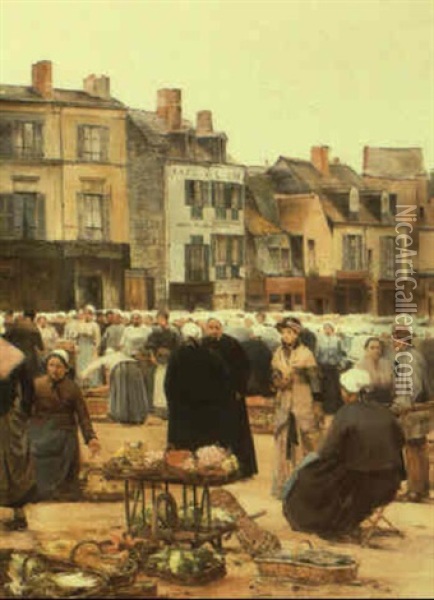 Market Scene Oil Painting - Adrien Karbowsky