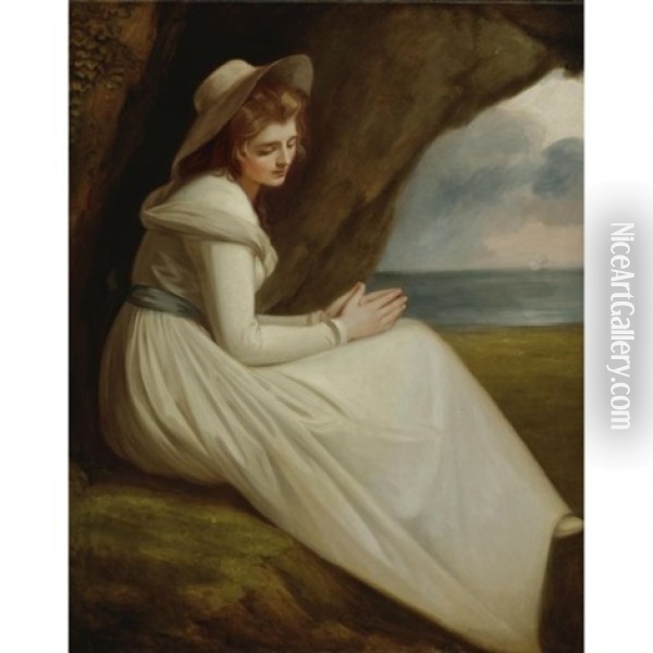 Emma Hart, Later Lady Hamilton, As Absence Oil Painting - George Romney