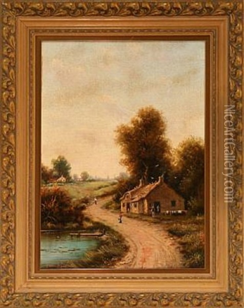 Autumn Landscape Oil Painting - Nils Hans Christiansen