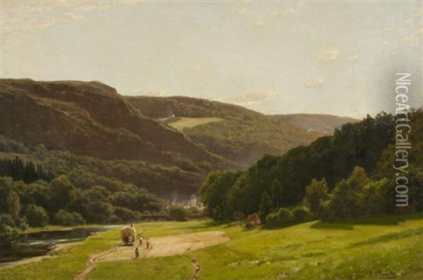 Heuernte Im Tal Oil Painting - Ernst Von Bernuth