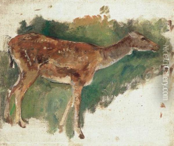 Fawn Oil Painting - Karoly Ferenczy