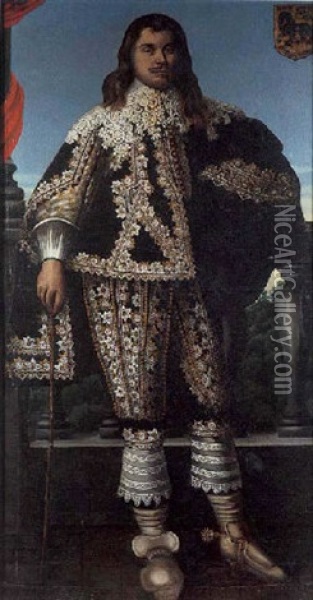 Portrait D'homme En Costume Brode Oil Painting - Juan Pantoja de la Cruz