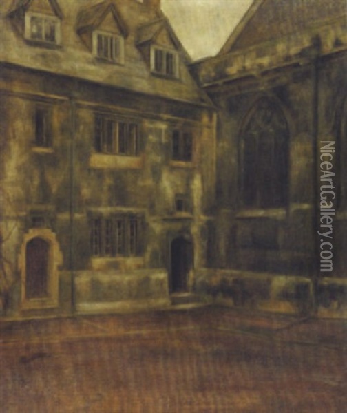 Parti Fra Oxford, Antagelig Lincoln College Oil Painting - Svend Hammershoi