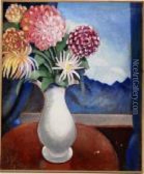 Bouquet De Dahlias Oil Painting - Andre Julien Prina