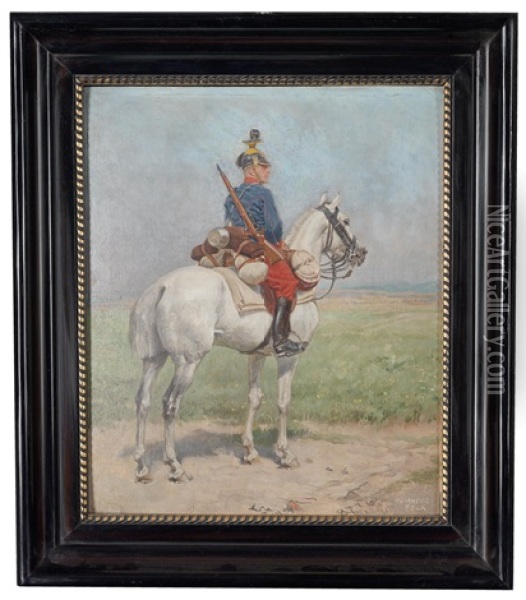 Uhlans On Horseback Oil Painting - Alexander Pock