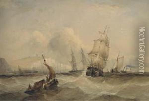 The Crowded Channel Off Dover Oil Painting - Charles Bentley