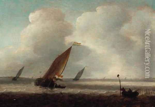 Shipping in a breeze Oil Painting - Jan Porcellis