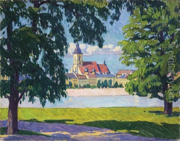 German Small Town Oil Painting - Gyula Kosztolanyi Kann