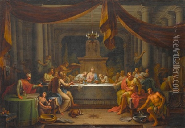 Das Gastmahl Im Haus Des Pharisaers Simon Oil Painting - Johann Joseph Anton Huber