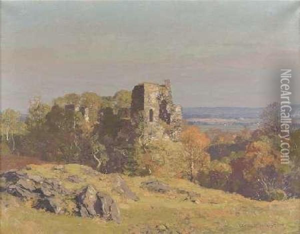 Autumn, The Ruined Castle Oil Painting - George Houston