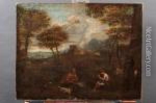 Mercurio Ed Argo In Paesaggio Laziale Oil Painting - Gaspard Dughet Poussin