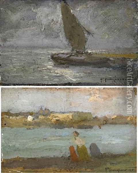 Marine (pair) Oil Painting - Pietro Fragiacomo