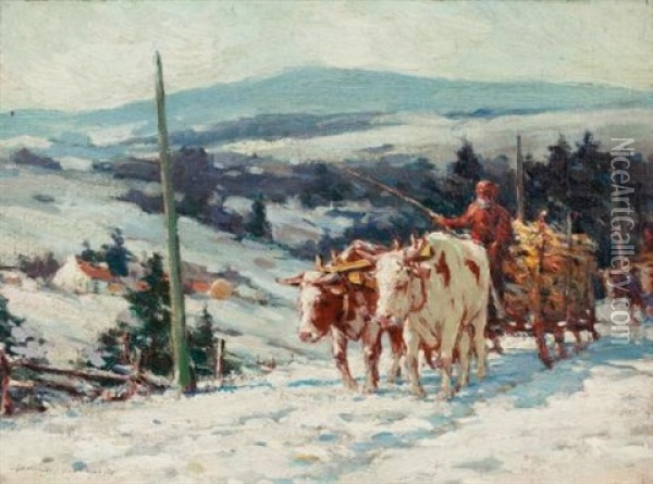 In French Canada (+ The Hay Cart, Autumn, Lrgr; 2 Works) Oil Painting - Farquhar McGillivray Strachen Knowles