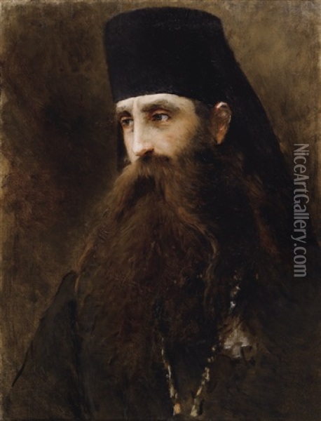 Portrait Of A Priest Oil Painting - Konstantin Egorovich Makovsky