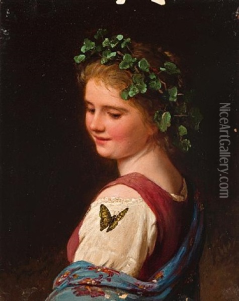 The Butterfly Oil Painting - Johann Georg Meyer von Bremen