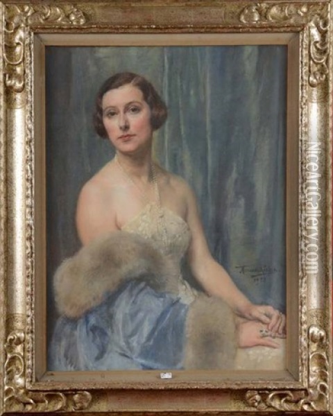 Portrait D'une Elegante Aux Perles Oil Painting - Herman Jean Joseph Richir