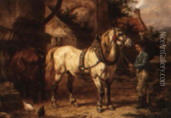 Stable Scenes Oil Painting - Willem Jacobus Boogaard