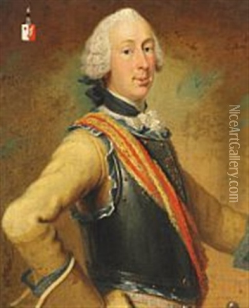 Portrait Of Chamberlain And Lieutenant-colonel Albert Conrad Von Holstein, Lord Of Wischhoff (1720-1803) Oil Painting - Johan Hoerner