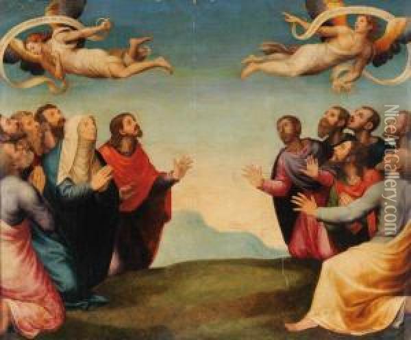 La Vergine Adorante Contornata Da Santi Oil Painting - Giorgio Vasari