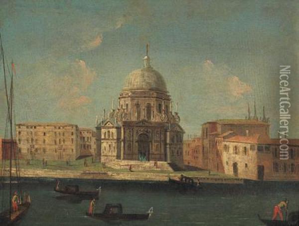 Venezia, Veduta Della Basilica Della Salute Oil Painting - Vincenzo Chilone