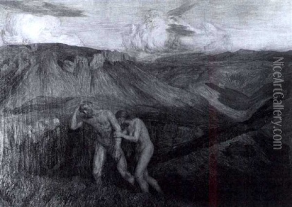 The Expulsion From Eden Oil Painting - Emile Rene Menard