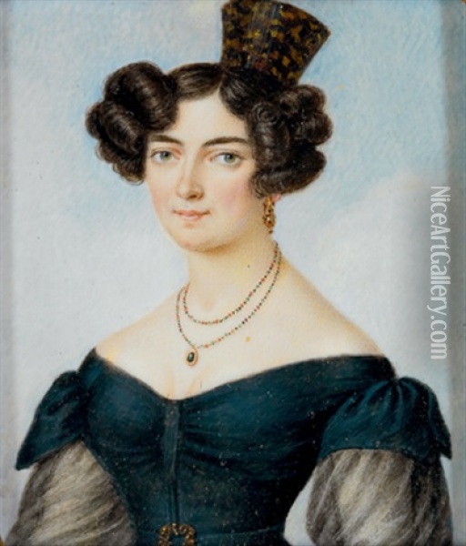 Dame In Schwarz Oil Painting - Franz (Xaver) Fahrlander