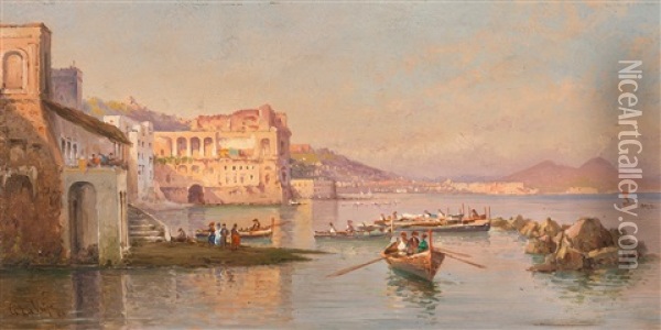 Veduta Di Napoli Con Il Palazzo Donnanna Oil Painting - Alessandro la Volpe
