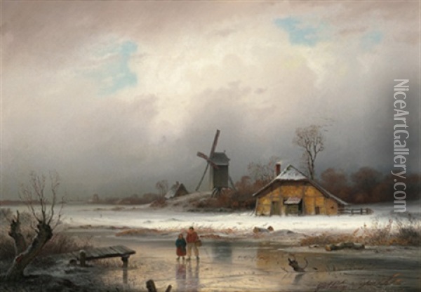 Winterlandschaft Oil Painting - Johann Gustav Lange
