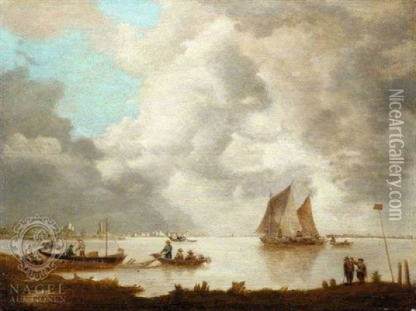 Fischerboote Auf Ruhiger See Oil Painting - Salomon van Ruysdael