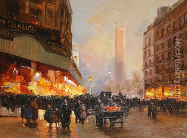 Paris Boulevards Oil Painting - Fausto Giusto