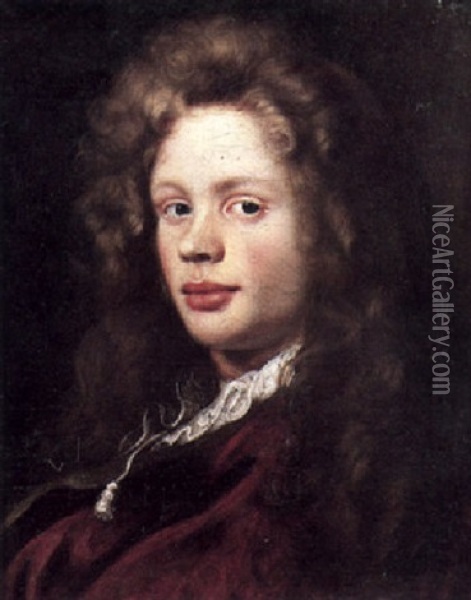 Portrait Of A Young Man, Head And Shoulders Oil Painting - Nicolas de Largilliere