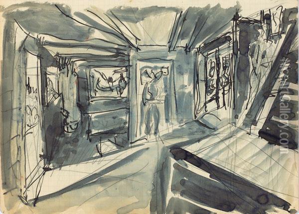 Der Eingangsbereich Im Haus Auf Dem Wildboden Oil Painting - Ernst Ludwig Kirchner