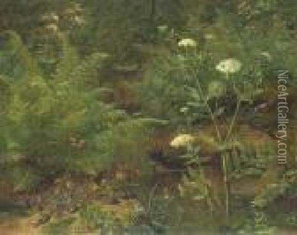 Forest Scene Oil Painting - Olaf August Hermansen