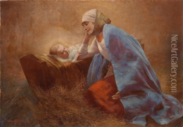 Maria Mit Dem Jesusknaben Oil Painting - Eduard Ansen-Hofmann