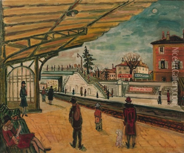 La Gare Oil Painting - Abraham Mintchine