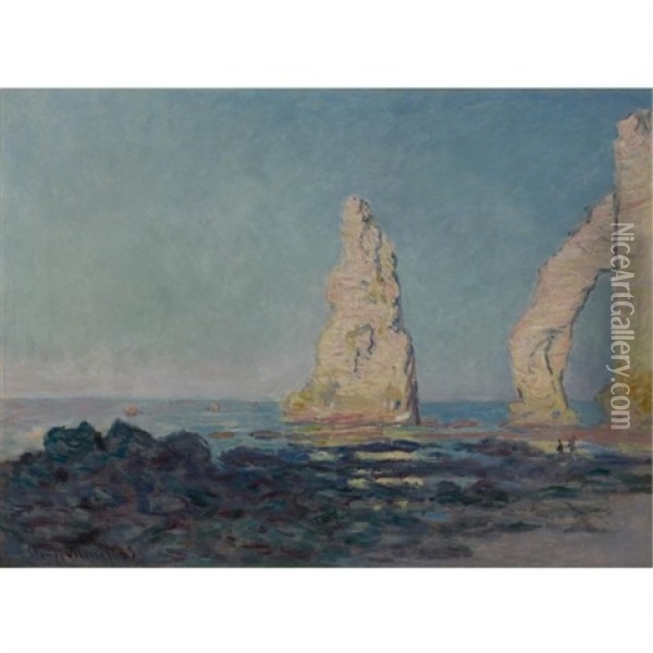 Aiguille D'etretat, Maree Basse Oil Painting - Claude Monet
