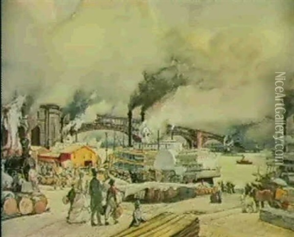 Early Industry Oil Painting - Oscar Edmund Berninghaus