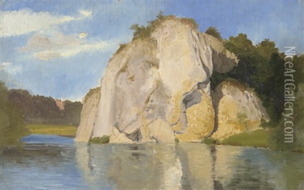 Der Amalienfelsen Bei Inzighofen Im Kreis Sigmaringen An Der Donau Oil Painting - August Becker