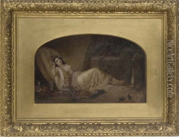 A Reclining Odalisque Oil Painting - Francis Philip Stephanoff