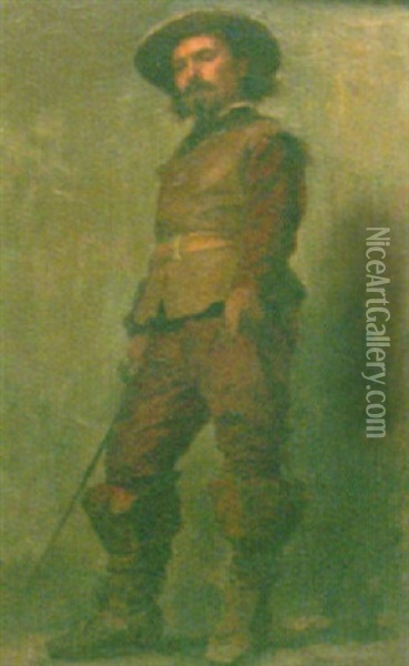 Portrait Of A Roundhead Officer Oil Painting - William M. Pratt