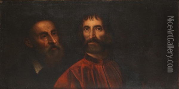 Portrait Of Titian With Andrea De Franceschi, Grand Chancellor Of Venice Oil Painting -  Titian