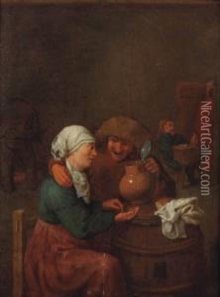 A Peasant Couple Drinking In A Tavern Oil Painting - Joos van Craesbeeck