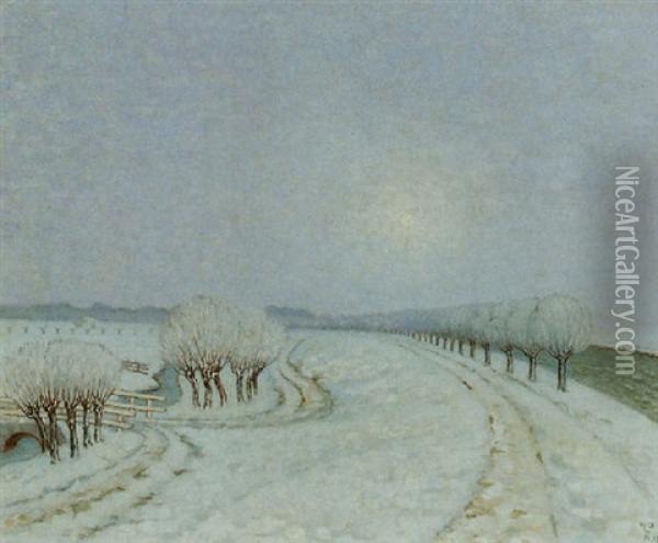 Winter Landscape Oil Painting - William Degouve de Nuncques