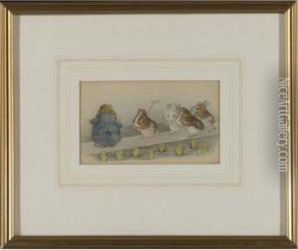 Guinea Pigs Going To Their Garden Oil Painting - Helen Beatrix Potter