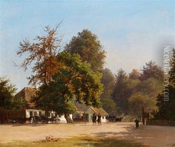 Parti Ved Klampenborg Oil Painting - Andreas Thomas Juuel