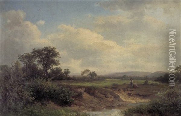 Sommerliche Landschaft Mit Einem Bachlauf Oil Painting - August Weber